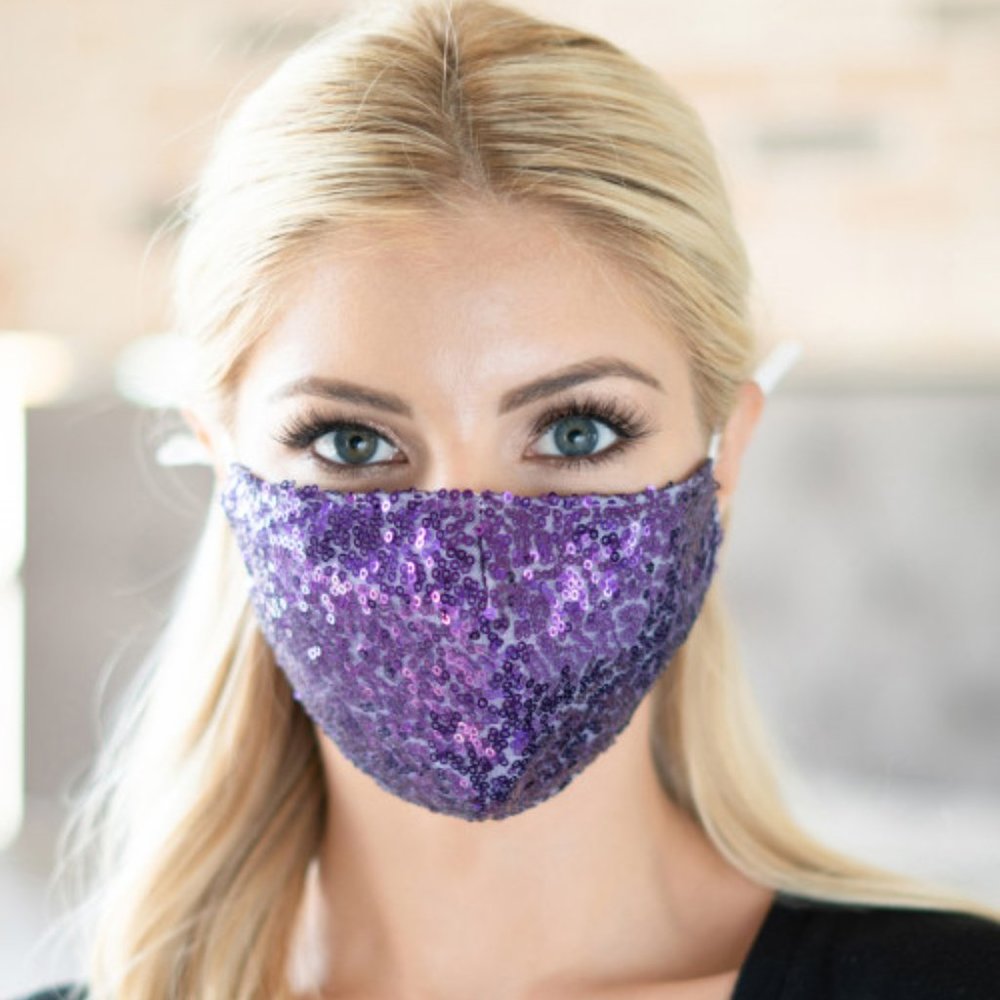 Glamour Sequin Face Mask (Purple)